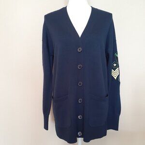 Equipment Patch Sleeve Knit Cardigan
